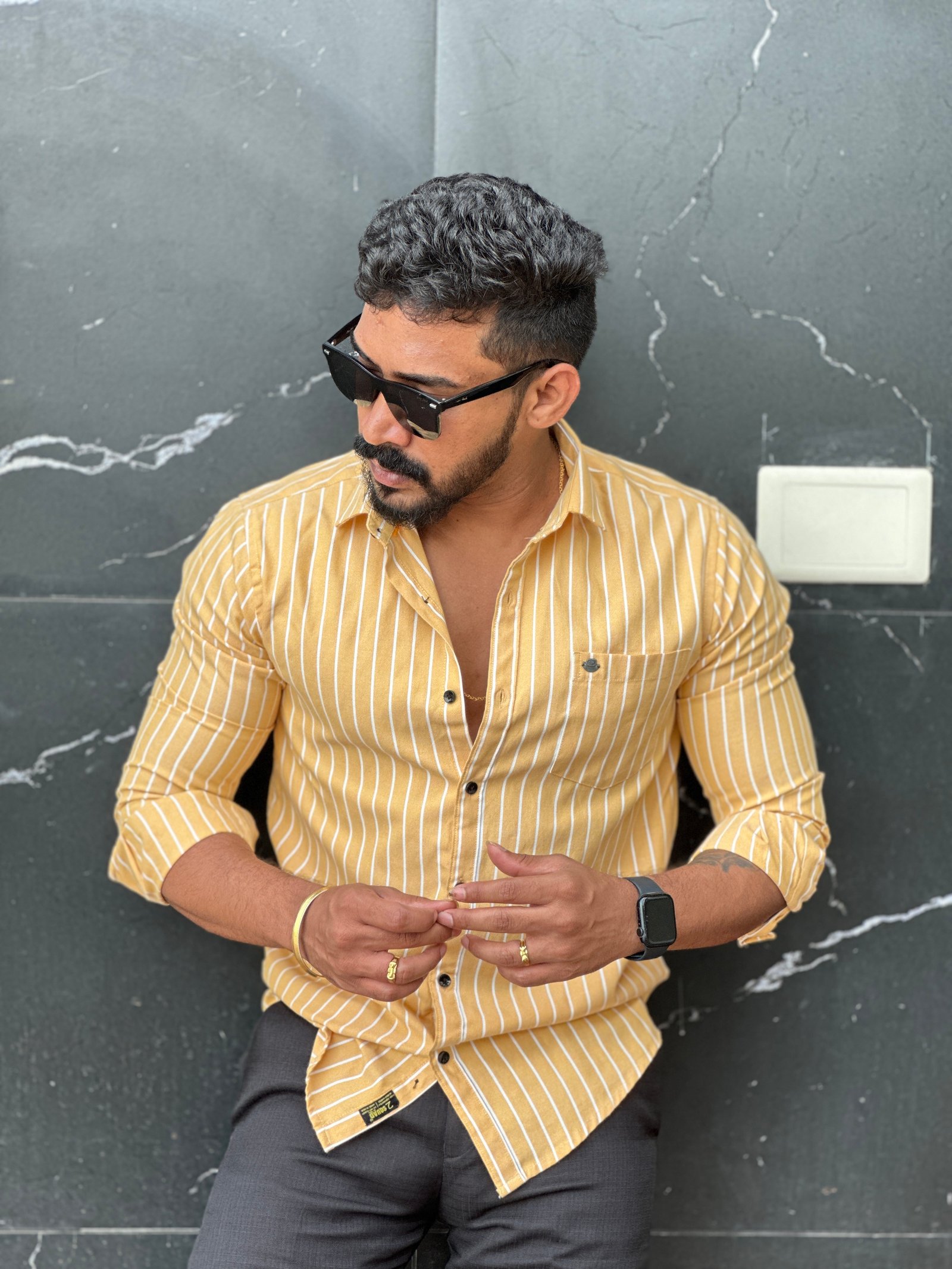 Yellow striped full sleeve shirt