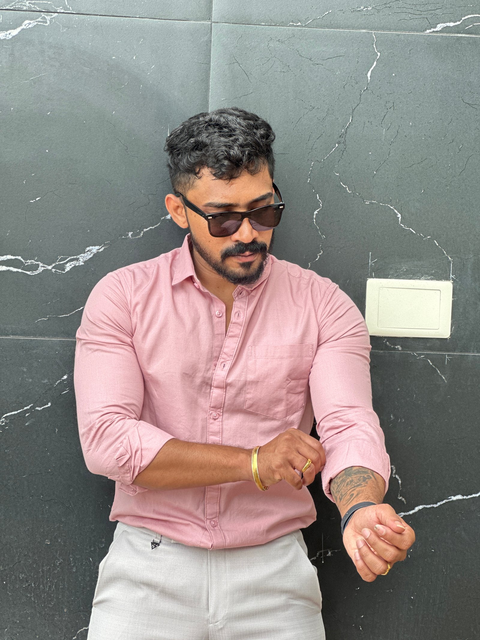 Baby pink Plain Linen full sleeve shirt