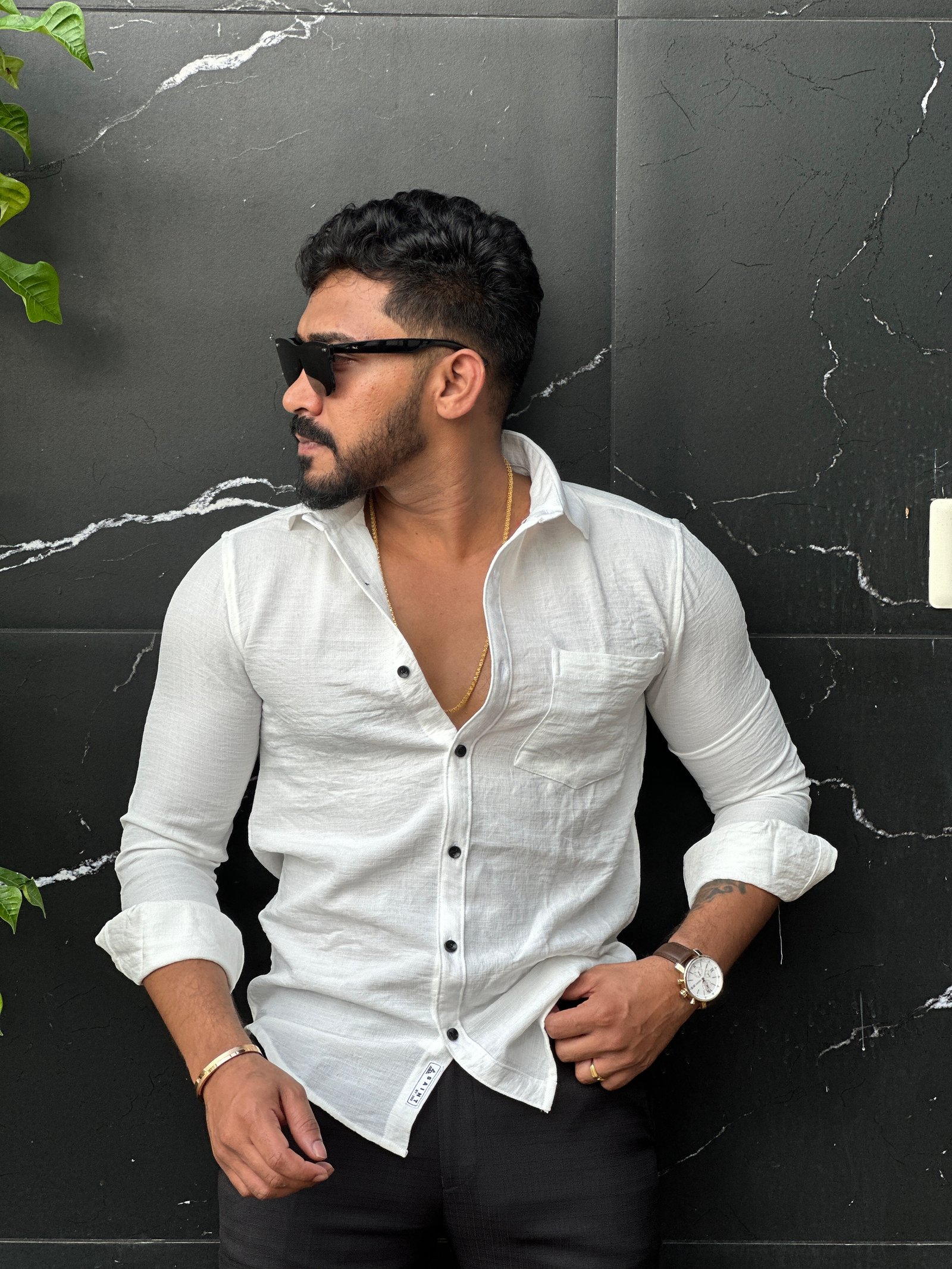 Korean Texture Plain white Linen Shirt